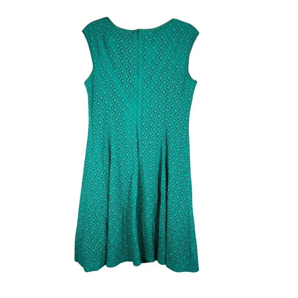 Floral‎ Lace Tank Dress Blue 12 Eyelet Geometric Boho Indie Folk Colorful Preppy